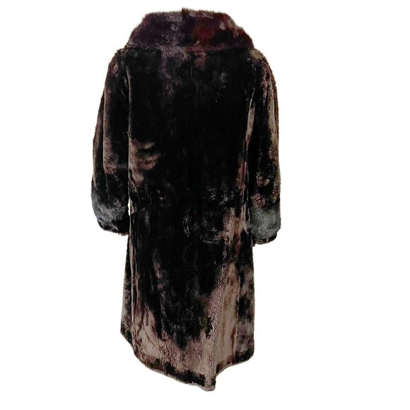 Sheared Beaver Midi Coat with Front Closure & Mink Collar Vintage 1940s Taubert - Picture 9 of 15